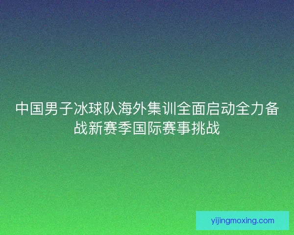 中国男子冰球队海外集训全面启动全力备战新赛季国际赛事挑战