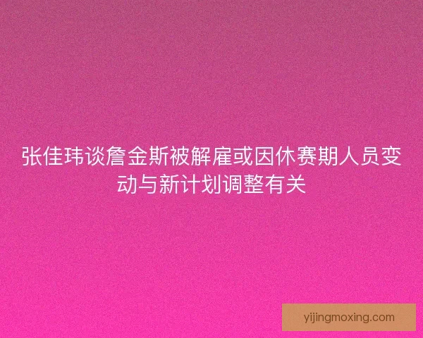 张佳玮谈詹金斯被解雇或因休赛期人员变动与新计划调整有关